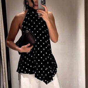 Zara- Black and White Polka Dot Halter Top Collection